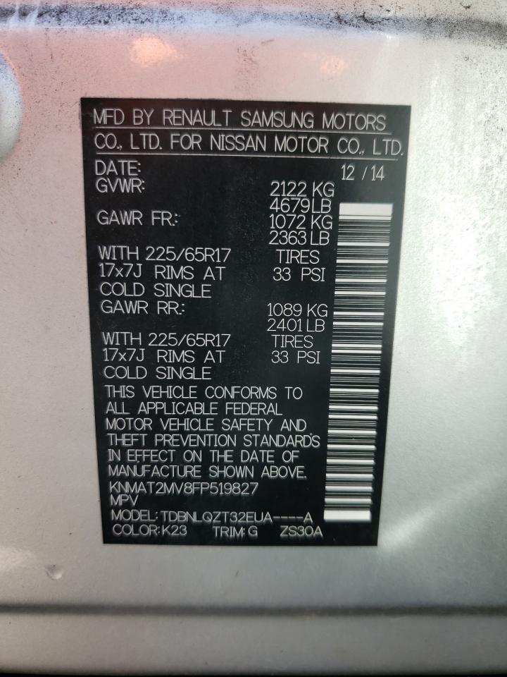 Photo 10 from auction – 2015 NISSAN ROGUE S with VIN KNMAT2MV8FP519827