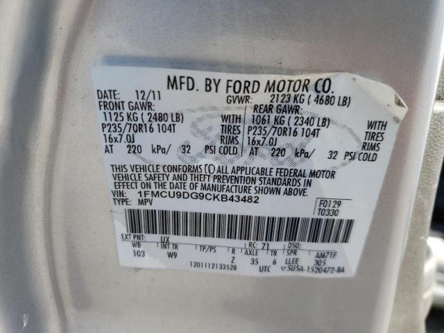 Photo 10 from auction – 2012 FORD ESCAPE XLT with VIN 1FMCU9DG9CKB43482