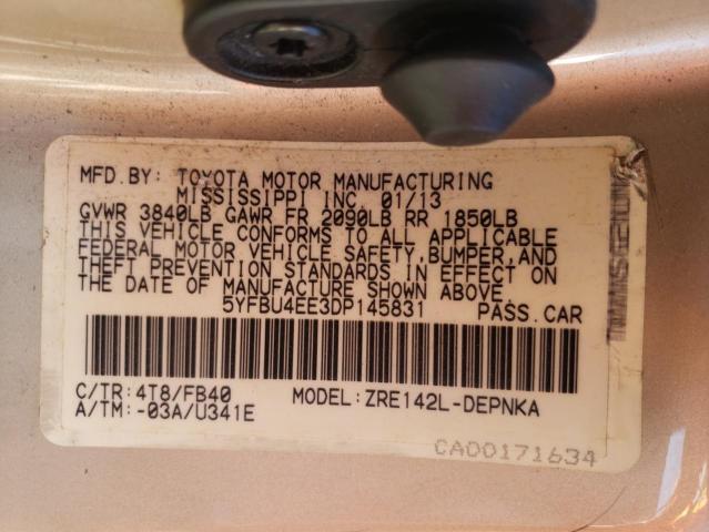 Photo 10 from auction – 2013 TOYOTA COROLLA BA with VIN 5YFBU4EE3DP145831