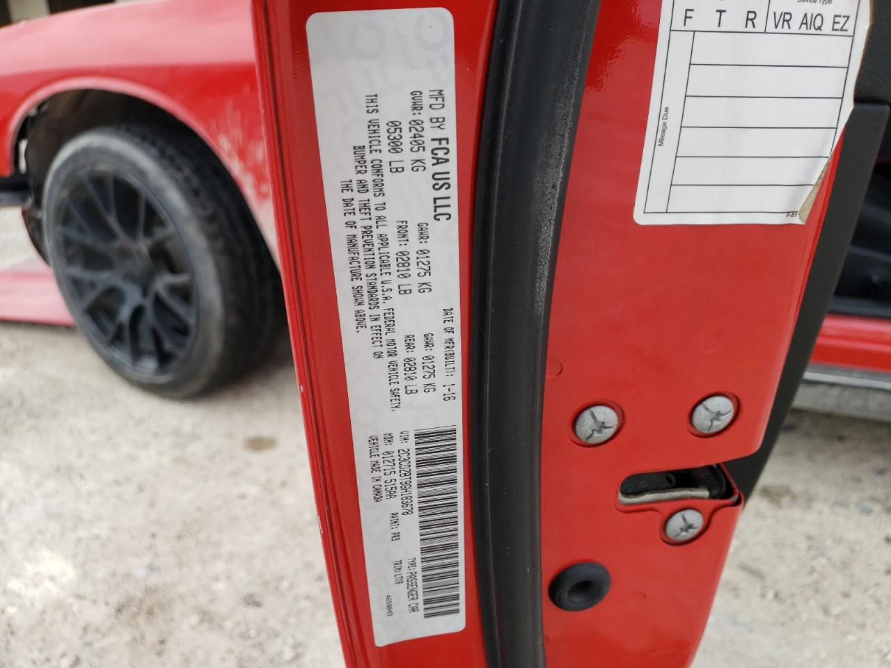 Photo 10 from auction – 2016 DODGE CHALLENGER with VIN 2C3CDZBT9GH183678