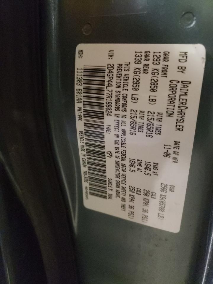 Photo 10 from auction – 2007 DODGE GRAND CARA with VIN 2D4GP44L77R188024