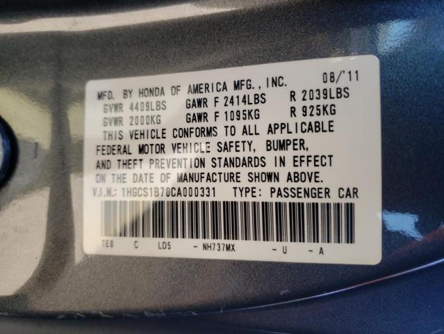 Photo 10 from auction – 2012 HONDA ACCORD EX with VIN 1HGCS1B70CA000331