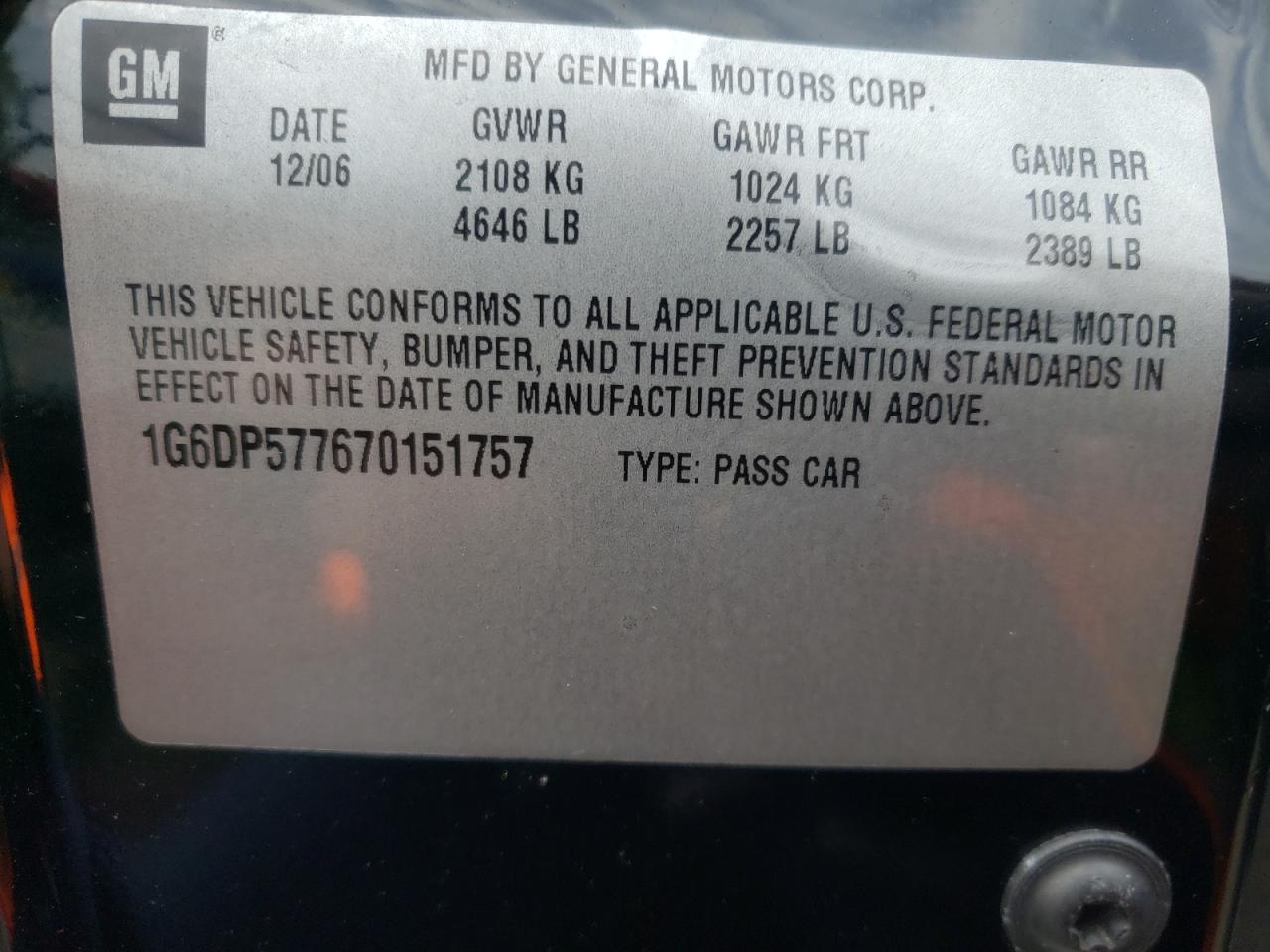 Photo 10 from auction – 2007 CADILLAC CTS HI FEA with VIN 1G6DP577670151757