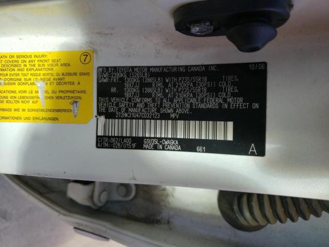 Photo 10 from auction – 2007 LEXUS RX 350 with VIN 2T2HK31U47C032123