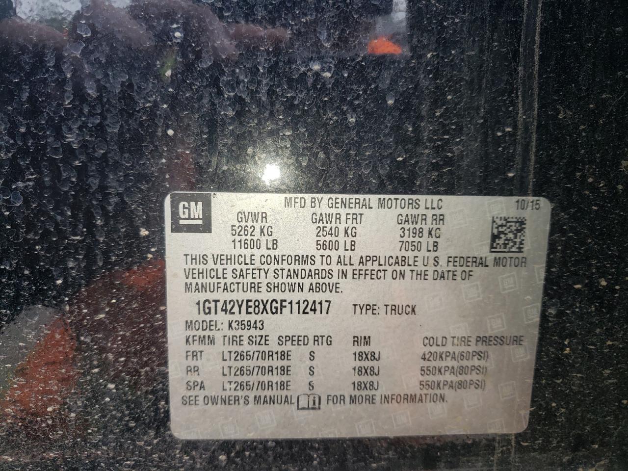 Photo 10 from auction – 2016 GMC SIERRA K35 with VIN 1GT42YE8XGF112417