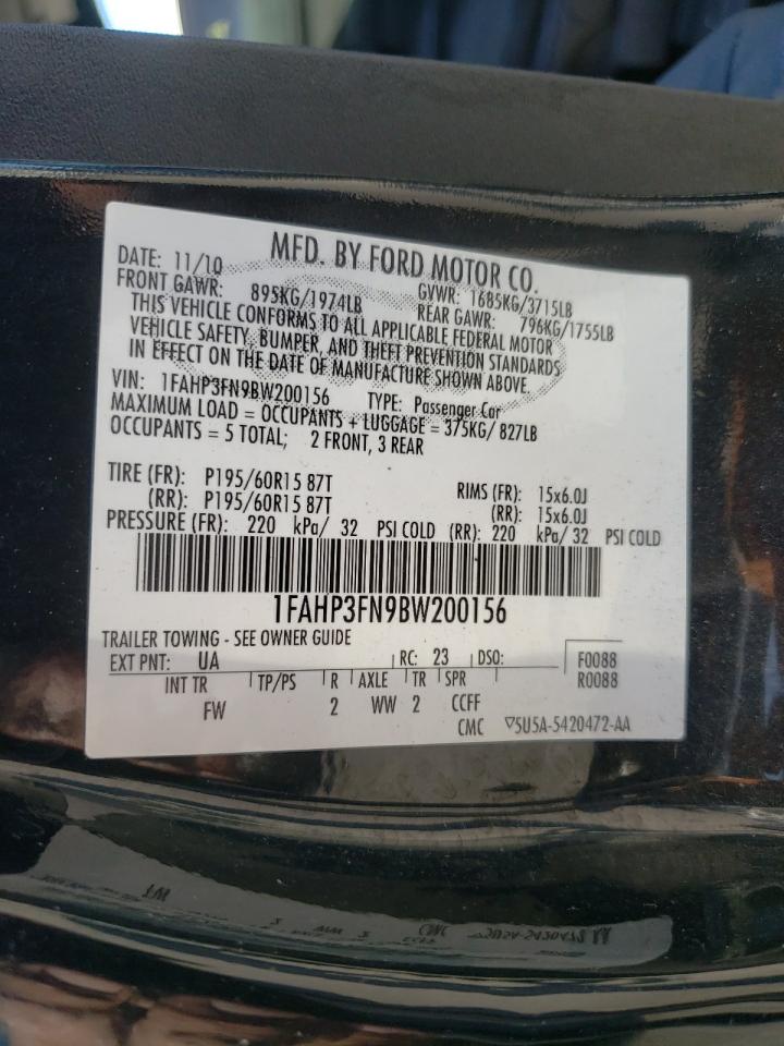 Photo 10 from auction – 2011 FORD FOCUS SE with VIN 1FAHP3FN9BW200156
