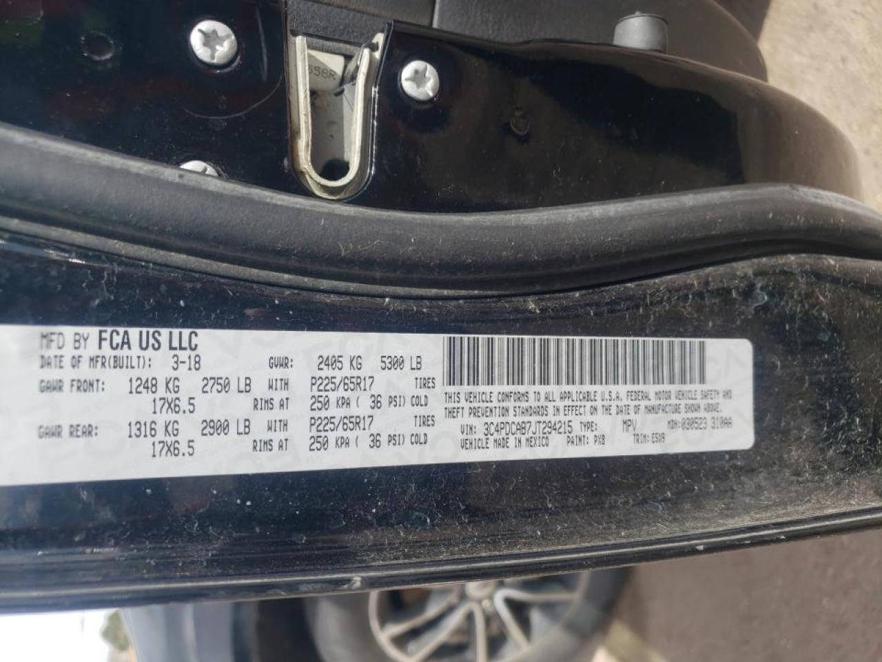Photo 10 from auction – 2018 DODGE JOURNEY SE with VIN 3C4PDCAB7JT294215