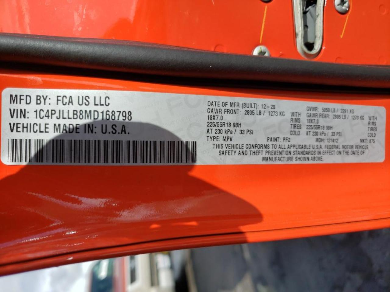 Photo 10 from auction – 2021 JEEP CHEROKEE L with VIN 1C4PJLLB8MD168798