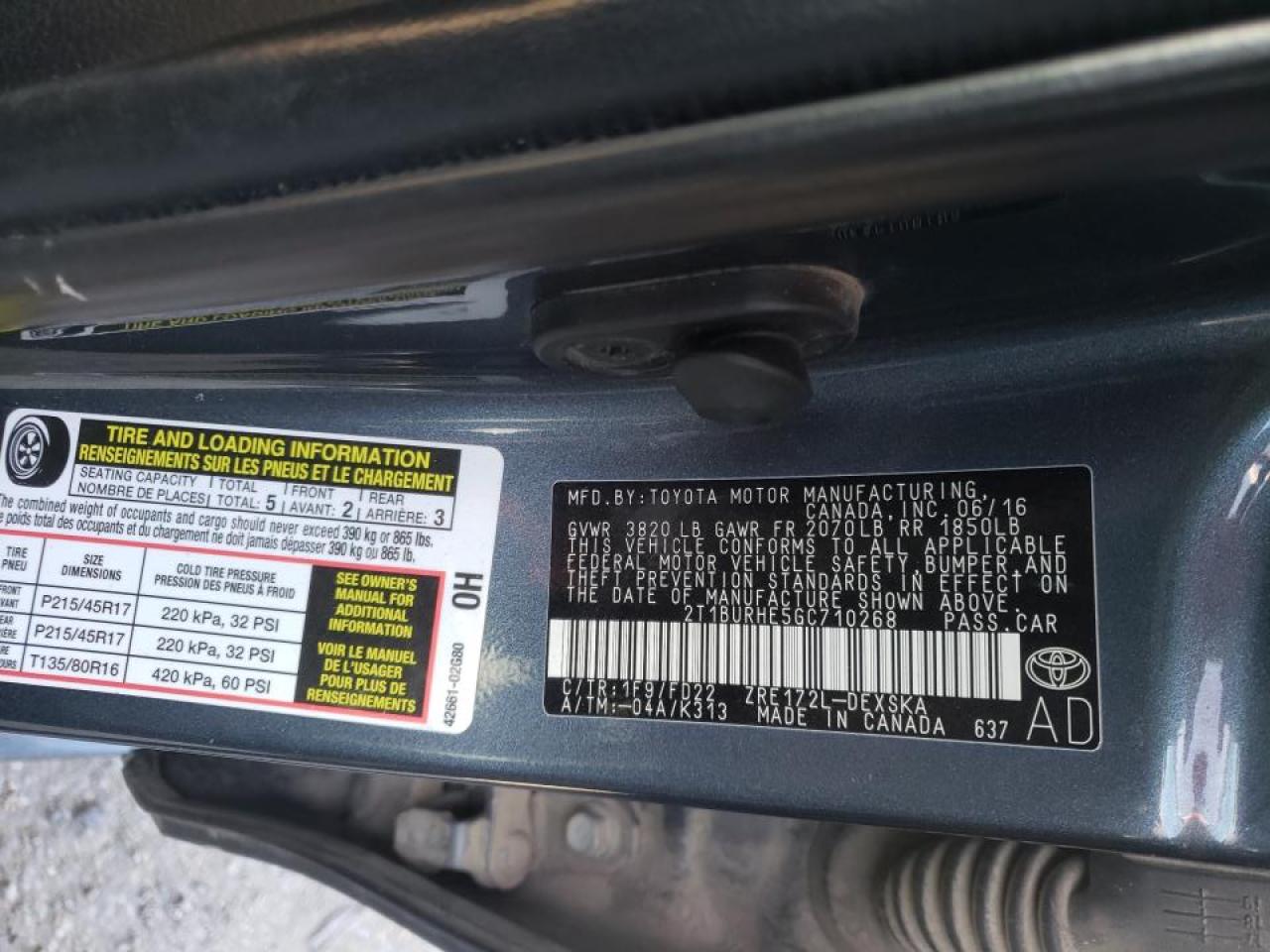 Photo 10 from auction – 2016 TOYOTA COROLLA L with VIN 2T1BURHE5GC710268