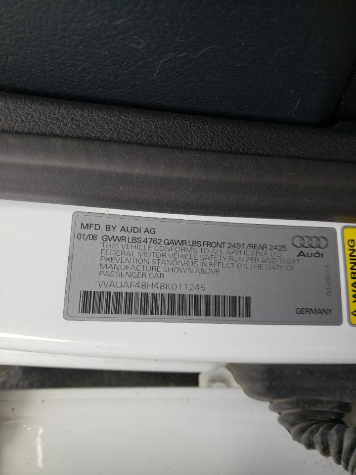 Photo 10 from auction – 2008 AUDI A4 2.0T CA with VIN WAUAF48H48K011245