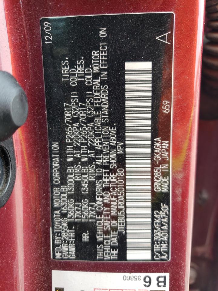 Photo 10 from auction – 2010 TOYOTA 4RUNNER SR with VIN JTEBU5JR0A5010180