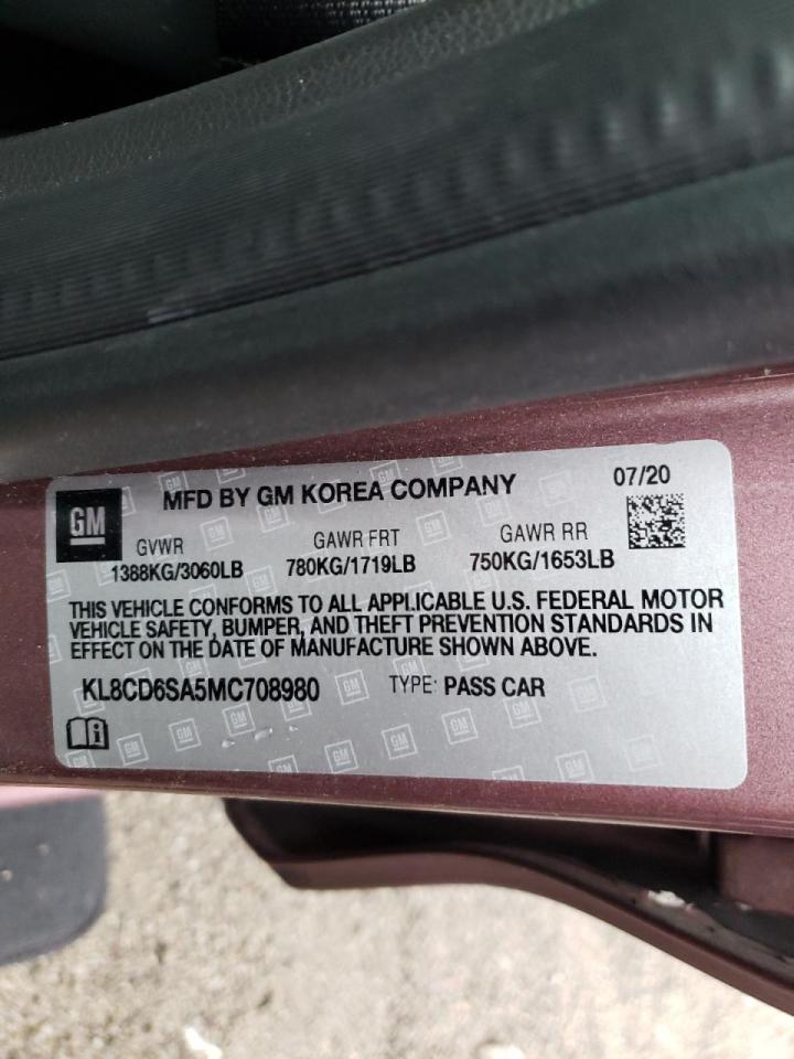 Photo 10 from auction – 2021 CHEVROLET SPARK 1LT with VIN KL8CD6SA5MC708980