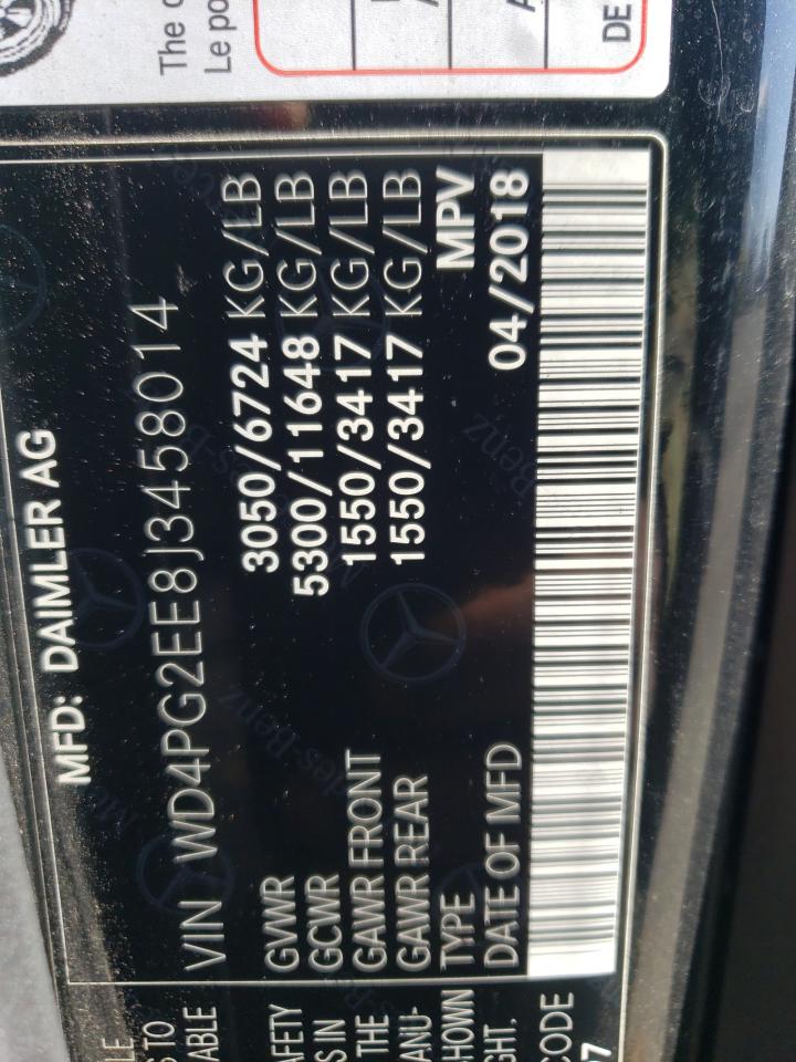 Photo 10 from auction – 2018 MERCEDES-BENZ METRIS with VIN WD4PG2EE8J3458014