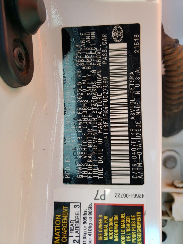 Photo 10 from auction – 2015 TOYOTA CAMRY LE with VIN 4T1BF1FK4FU027690