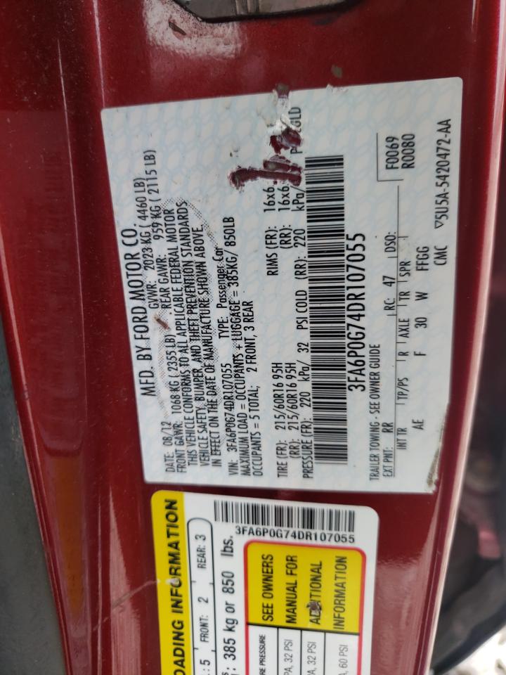 Photo 10 from auction – 2013 FORD FUSION S with VIN 3FA6P0G74DR107055