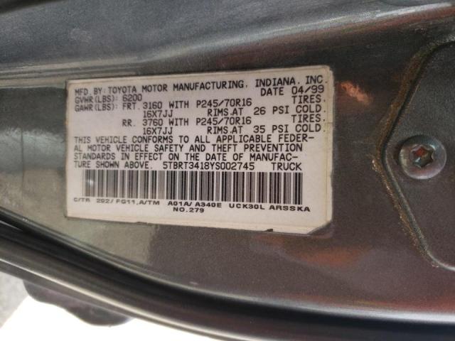 Photo 10 from auction – 2000 TOYOTA TUNDRA ACC with VIN 5TBRT3418YS002745