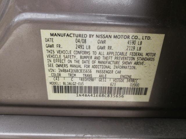 Photo 10 from auction – 2008 NISSAN MAXIMA SE with VIN 1N4BA41E68C835656