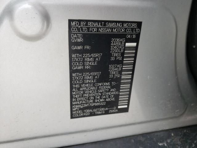 Photo 10 from auction – 2016 NISSAN ROGUE S with VIN KNMAT2MT7GP685322