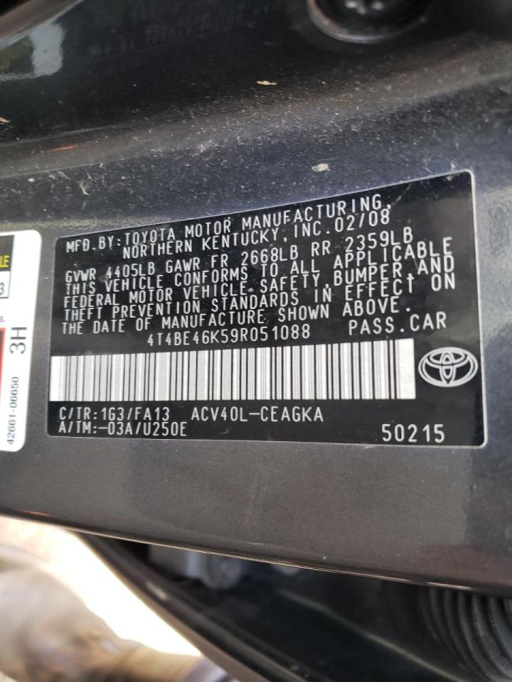 Photo 10 from auction – 2009 TOYOTA CAMRY BASE with VIN 4T4BE46K59R051088