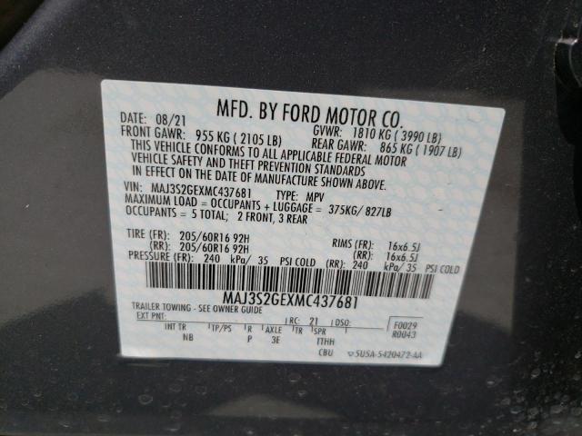 Photo 10 from auction – 2021 FORD ECOSPORT S with VIN MAJ3S2GEXMC437681