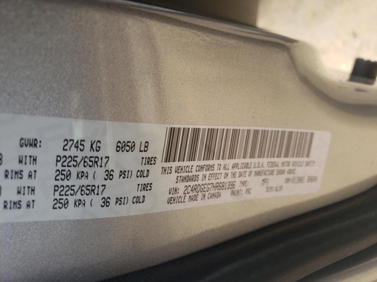Photo 10 from auction – 2017 DODGE GRAND CARA with VIN 2C4RDGEG7HR681396