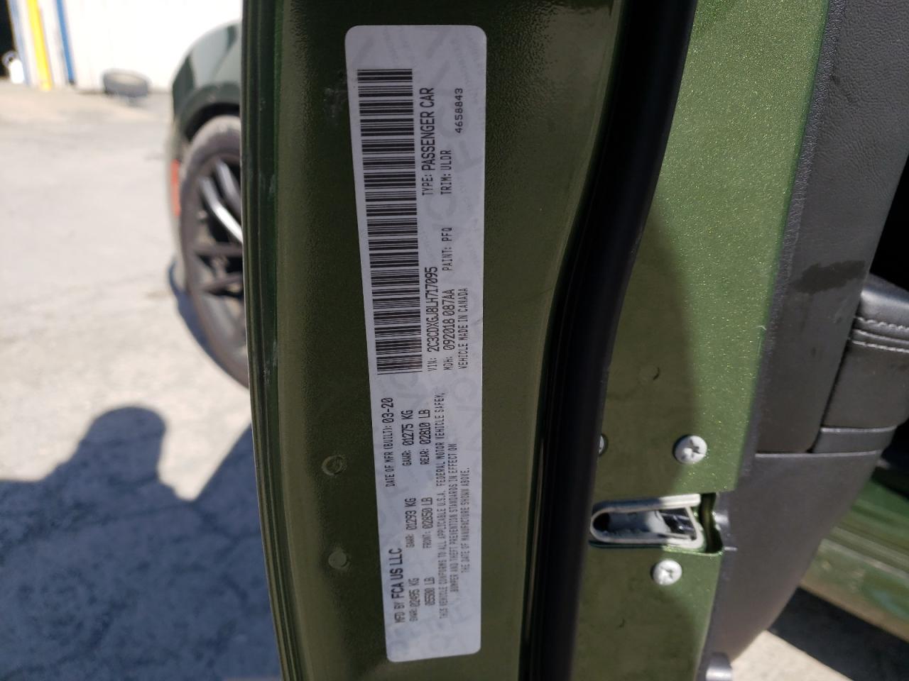 Photo 10 from auction – 2020 DODGE CHARGER SC with VIN 2C3CDXGJ8LH221973