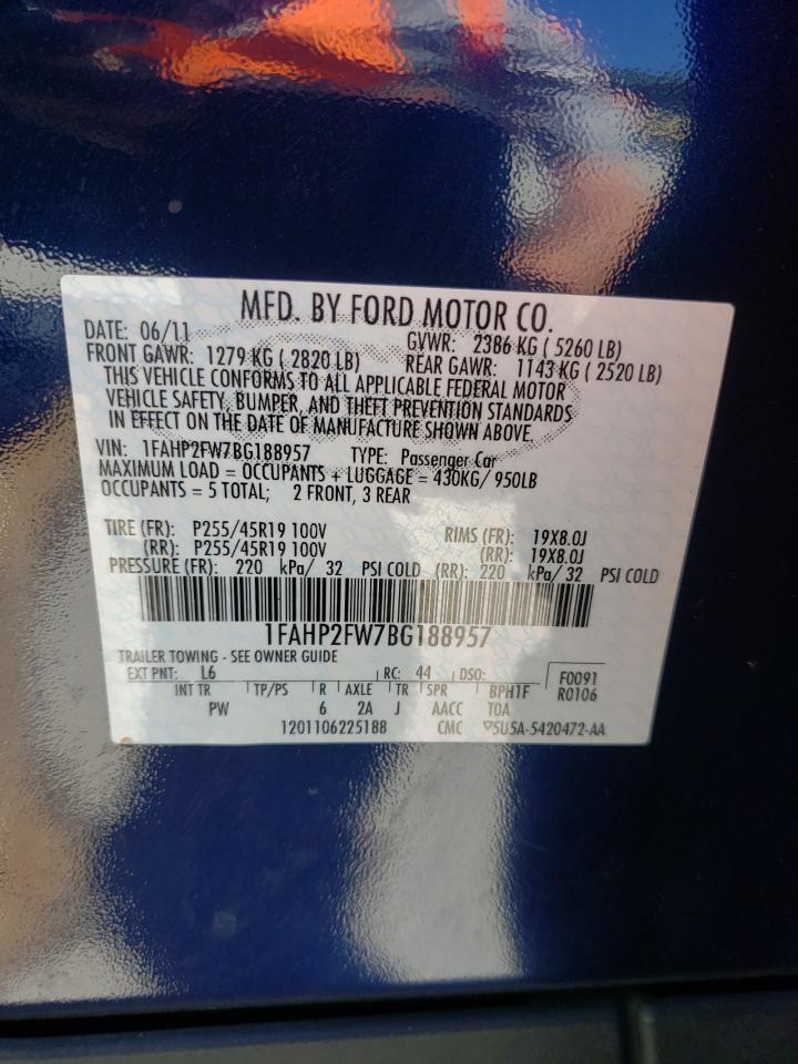 Photo 10 from auction – 2011 FORD TAURUS LIM with VIN 1FAHP2FW7BG188957