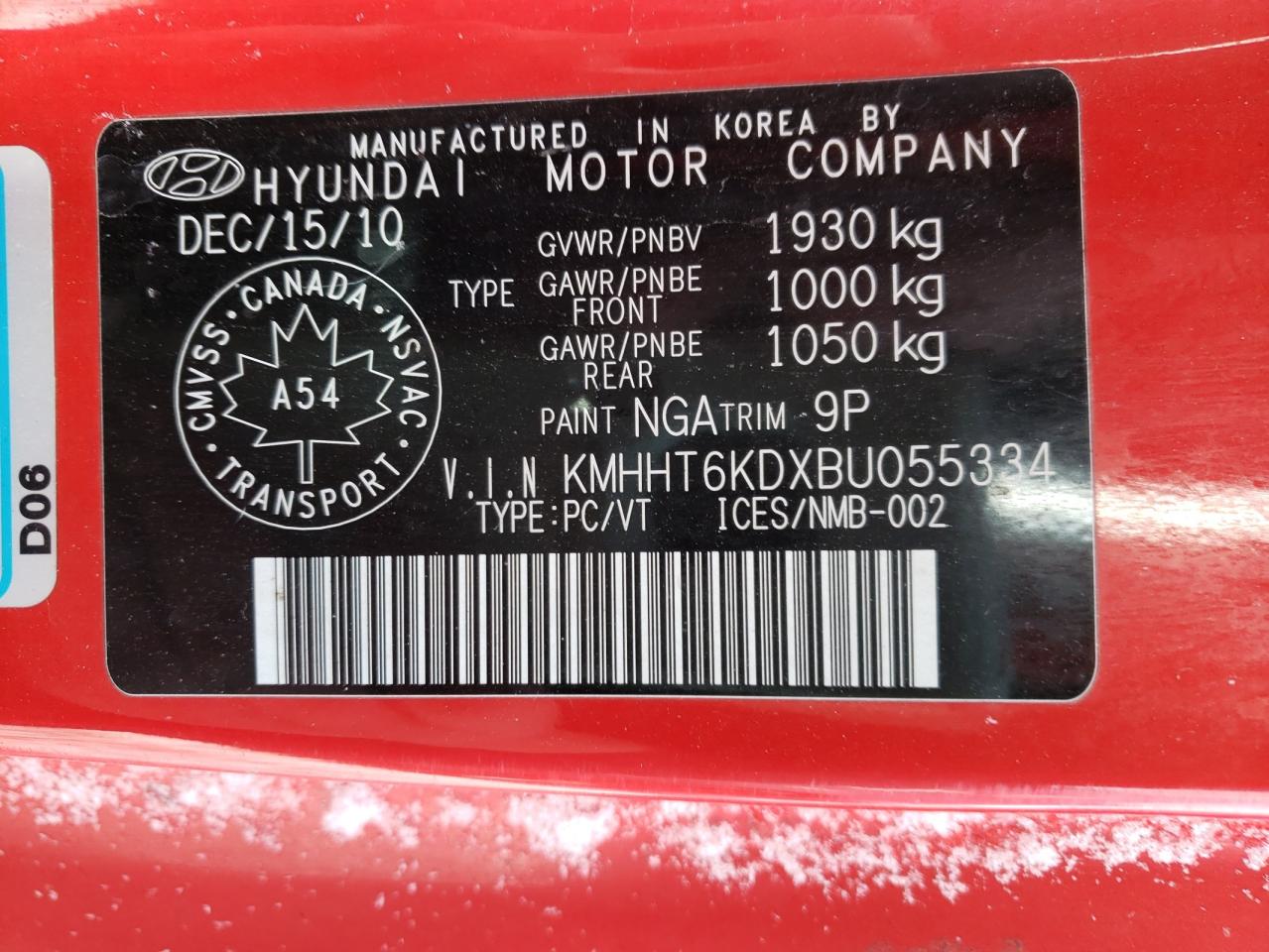 Photo 10 from auction – 2011 HYUNDAI GENESIS CO with VIN KMHHT6KDXBU055334