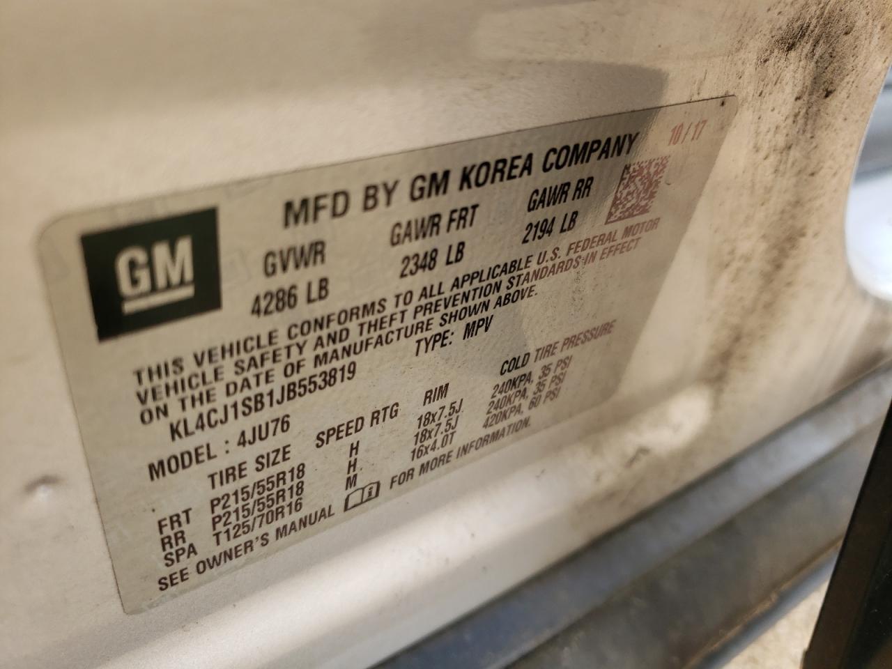 Photo 10 from auction – 2018 BUICK ENCORE SPO with VIN KL4CJ1SB1JB553819