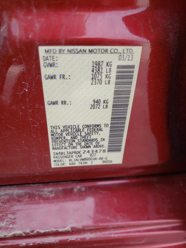 Photo 10 from auction – 2013 NISSAN ALTIMA 3.5 with VIN 1N4BL3AP6DC243478