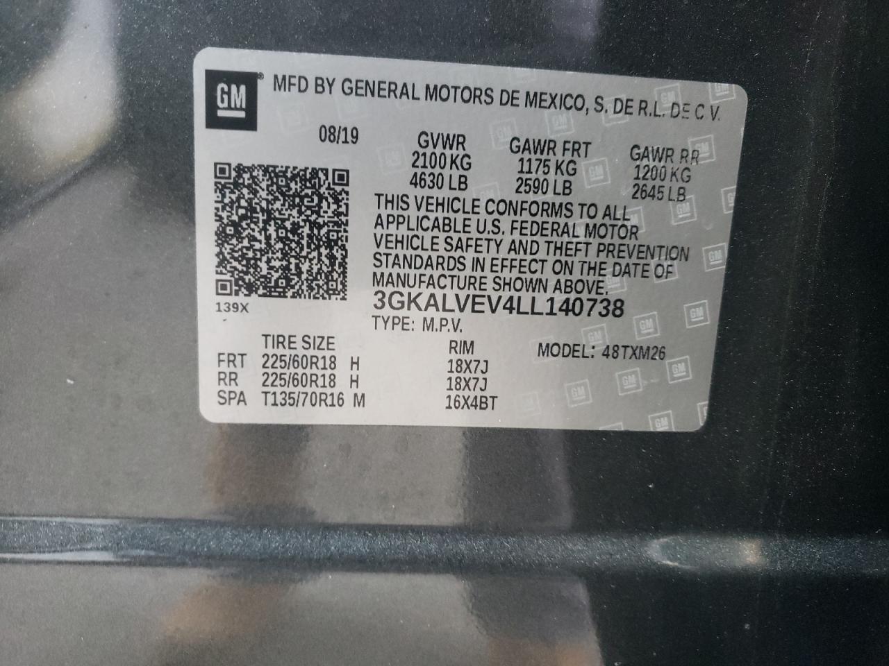 Photo 10 from auction – 2020 GMC TERRAIN SL with VIN 3GKALVEV4LL140738