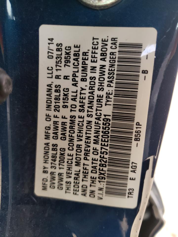 Photo 10 from auction – 2014 HONDA CIVIC LX with VIN 19XFB2F57EE065591