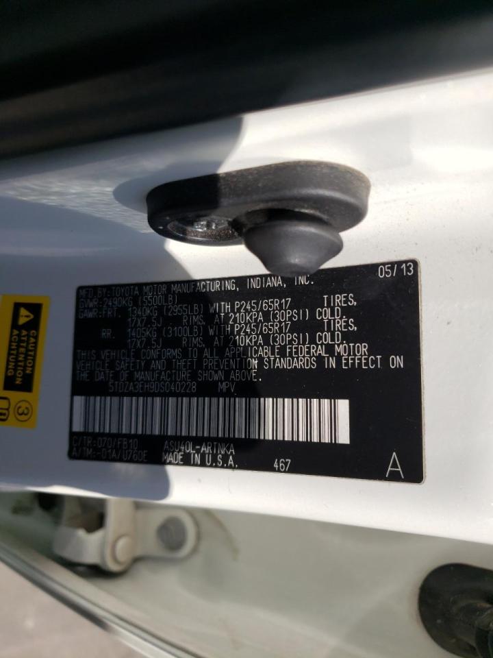 Photo 10 from auction – 2013 TOYOTA HIGHLANDER with VIN 5TDZA3EH9DS040228