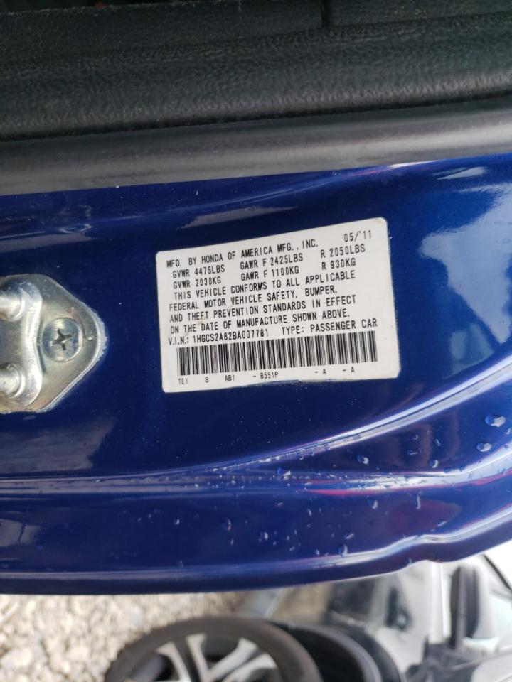 Photo 10 from auction – 2011 HONDA ACCORD with VIN 1HGCS2A82BA007781