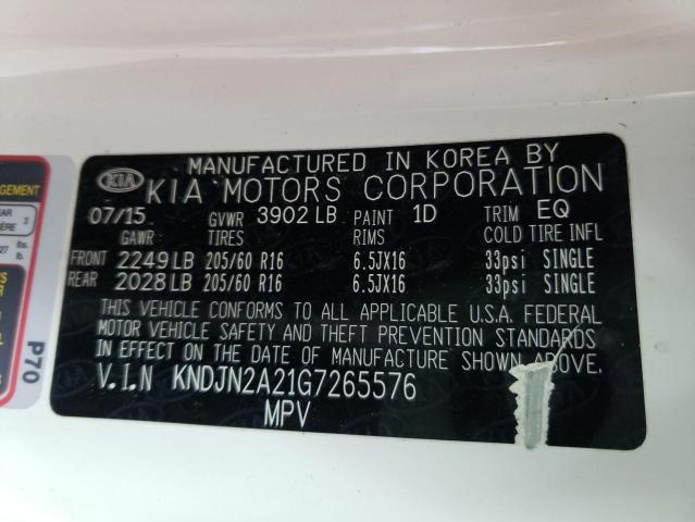 Photo 10 from auction – 2016 KIA SOUL with VIN KNDJN2A21G7265576