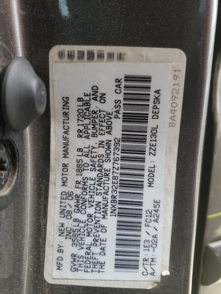 Photo 10 from auction – 2007 TOYOTA COROLLA CE with VIN 1NXBR32E87Z767392