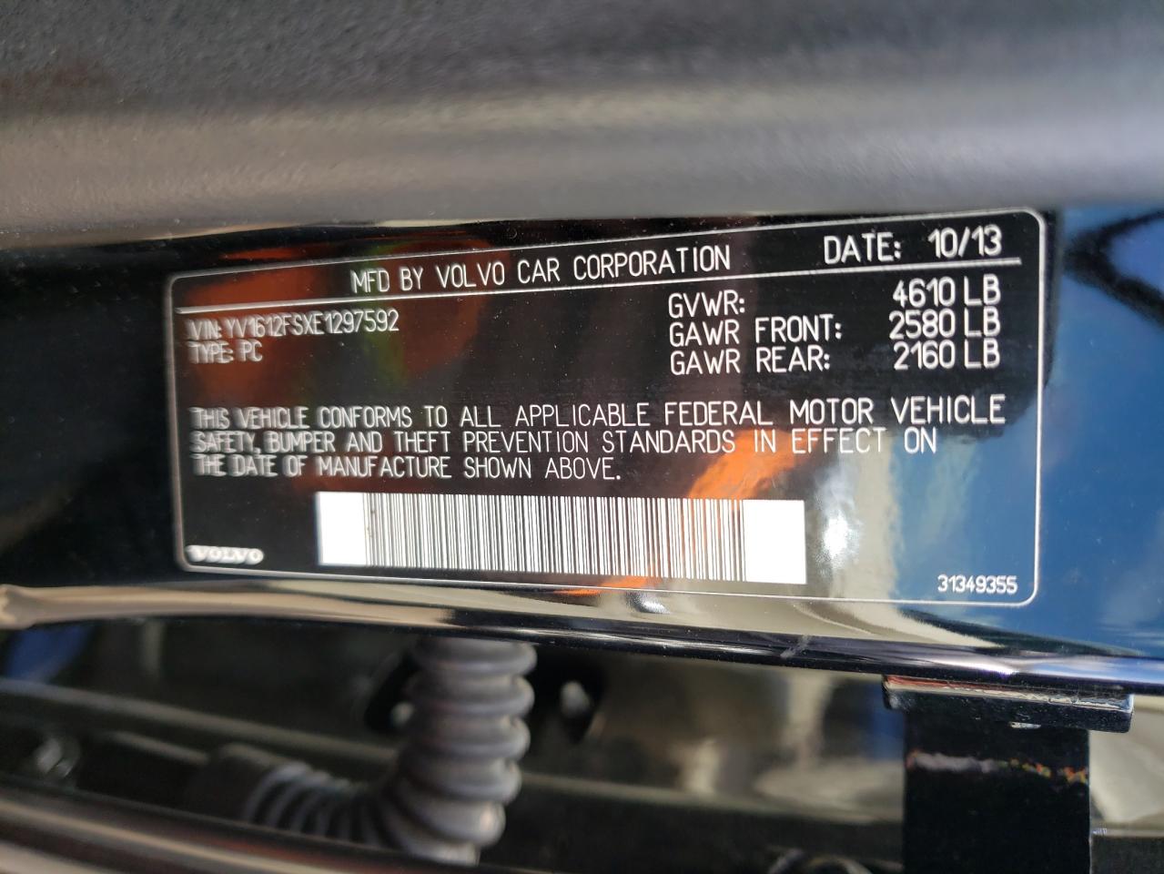 Photo 10 from auction – 2014 VOLVO S60 T5 with VIN YV1612FSXE1297592