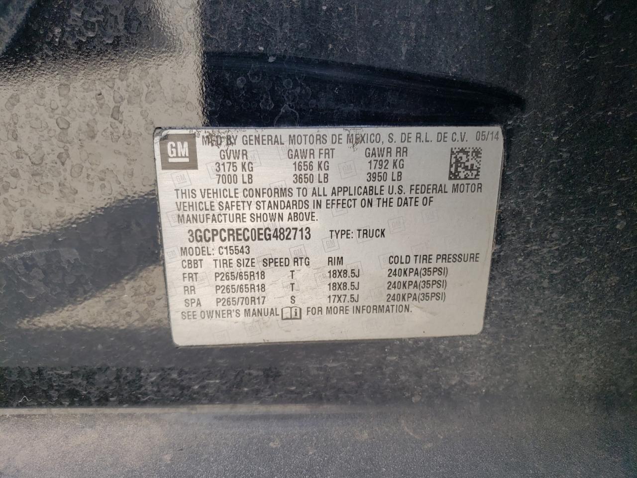 Photo 10 from auction – 2014 CHEVROLET SILVERADO with VIN 3GCPCREC0EG482713