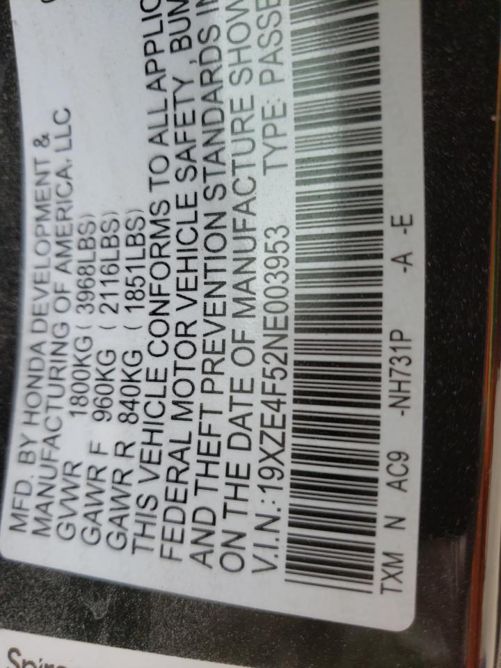 Photo 10 from auction – 2022 HONDA INSIGHT EX with VIN 19XZE4F52NE003953
