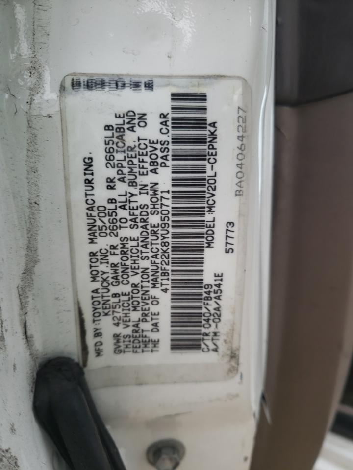 Photo 10 from auction – 2000 TOYOTA CAMRY LE with VIN 4T1BF22K8YU950771