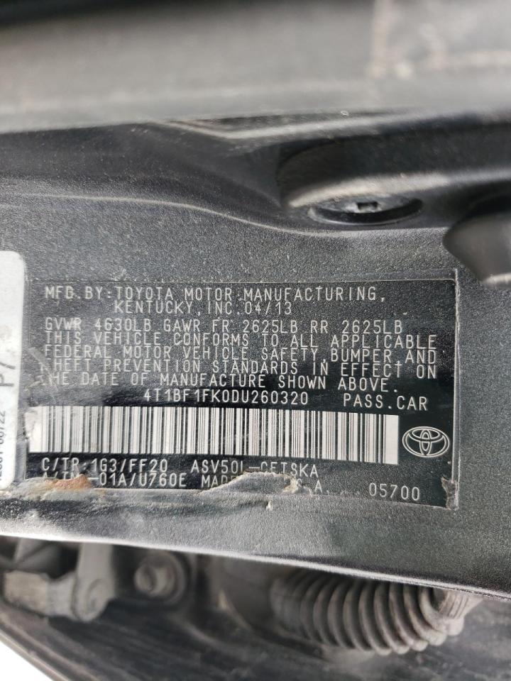 Photo 10 from auction – 2013 TOYOTA CAMRY L with VIN 4T1BF1FK0DU260320