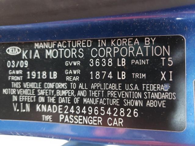 Photo 10 from auction – 2009 KIA RIO 5 SX with VIN KNADE243496542826