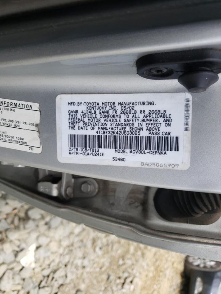 Photo 10 from auction – 2002 TOYOTA CAMRY LE with VIN 4T1BE32K42U603065