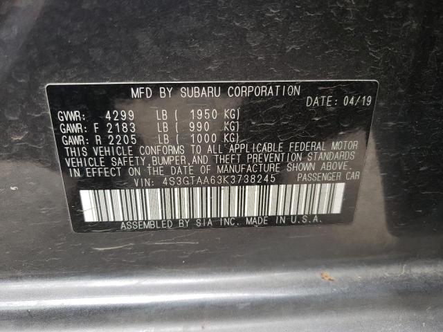 Photo 10 from auction – 2019 SUBARU IMPREZA with VIN 4S3GTAA63K3738245