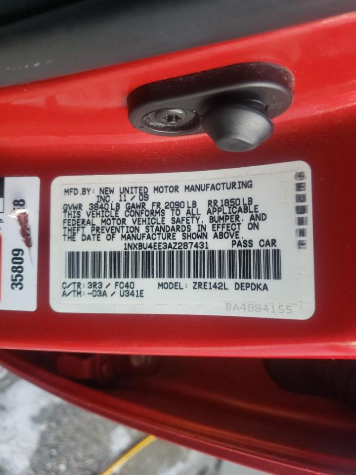 Photo 10 from auction – 2010 TOYOTA COROLLA BA with VIN 1NXBU4EE3AZ287431