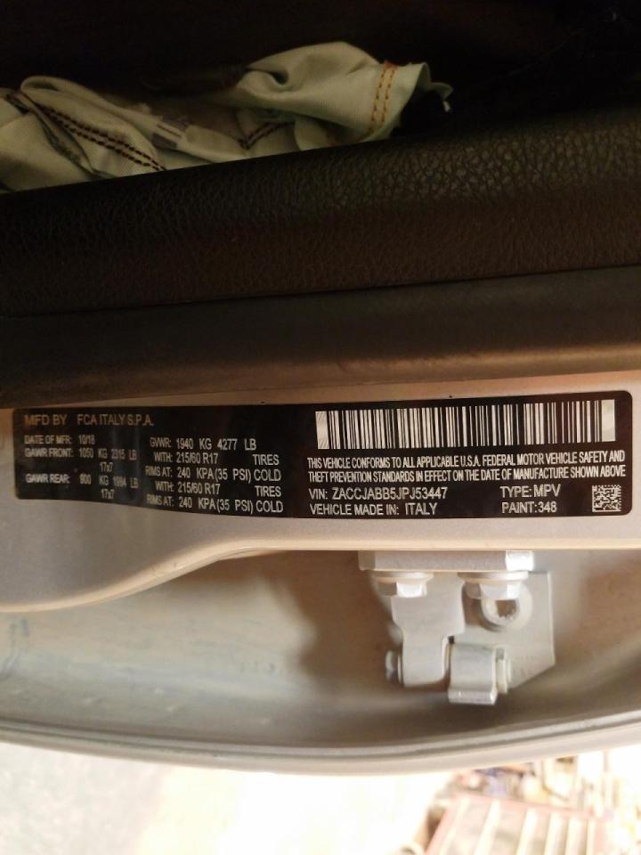 Photo 10 from auction – 2018 JEEP RENEGADE L with VIN ZACCJABB5JPJ53447