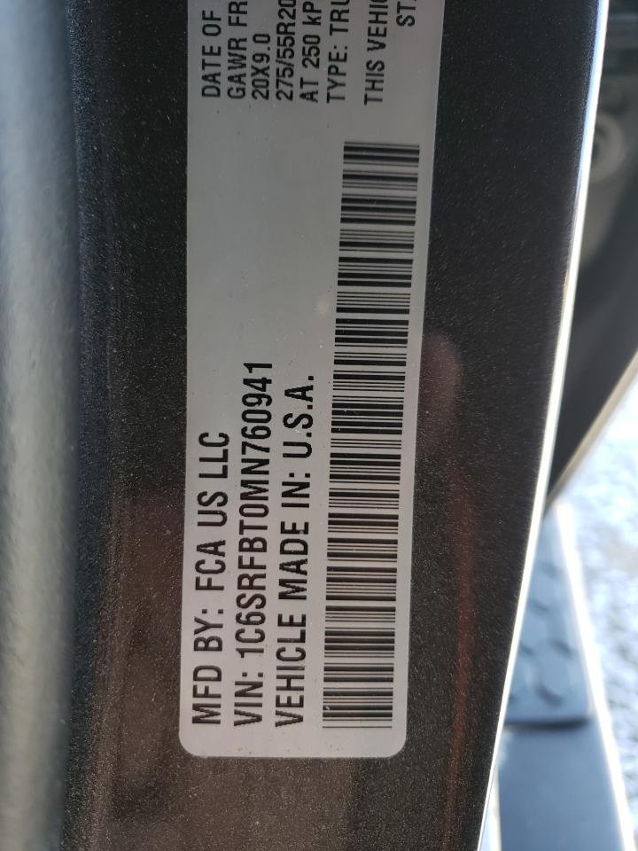 Photo 10 from auction – 2021 RAM 1500 BIG H with VIN 1C6SRFBT0MN760941