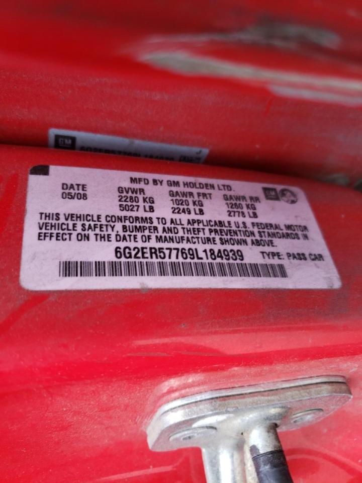 Photo 10 from auction – 2009 PONTIAC G8 with VIN 6G2ER57769L184939