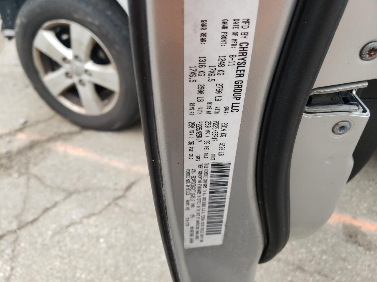 Photo 10 from auction – 2012 DODGE JOURNEY SX with VIN 3C4PDCBG2CT164517