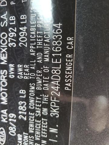 Photo 10 from auction – 2020 KIA FORTE FE with VIN 3KPF24AD8LE168364